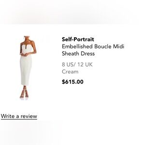 Self-Portrait Cream Strapless Midi Dress